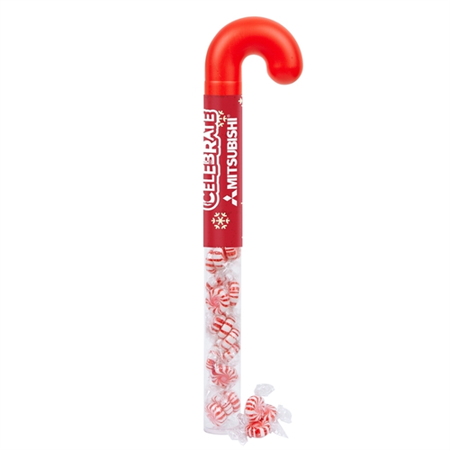 Main photo of Holiday Candy Cane Shape Clear Tube   Starlight Peppermints