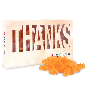 Photo of Thanks Die Cut Box With Champagne Gummy Bears