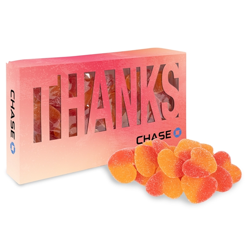 Main photo of Thanks Die Cut Box With Sour Peachy Hearts