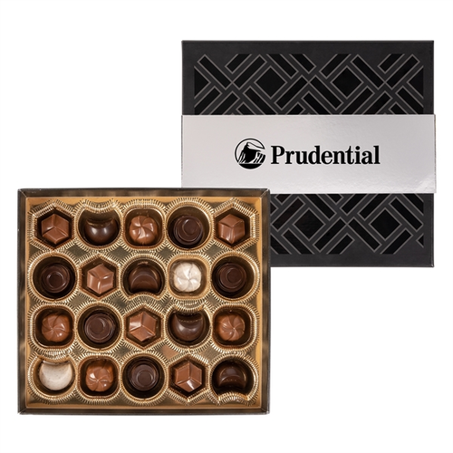 Main photo of Gourmet Chocolate Truffles Gift Box Silver Band   20 Pc
