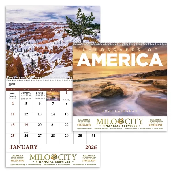 White color option for Landscapes Of America English Spiral Calendar