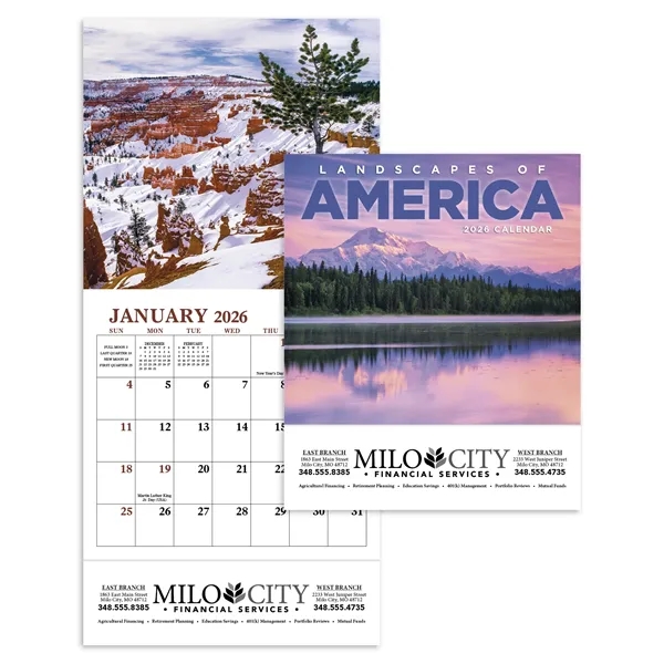 White color option for Landscapes Of America Mini Calendar