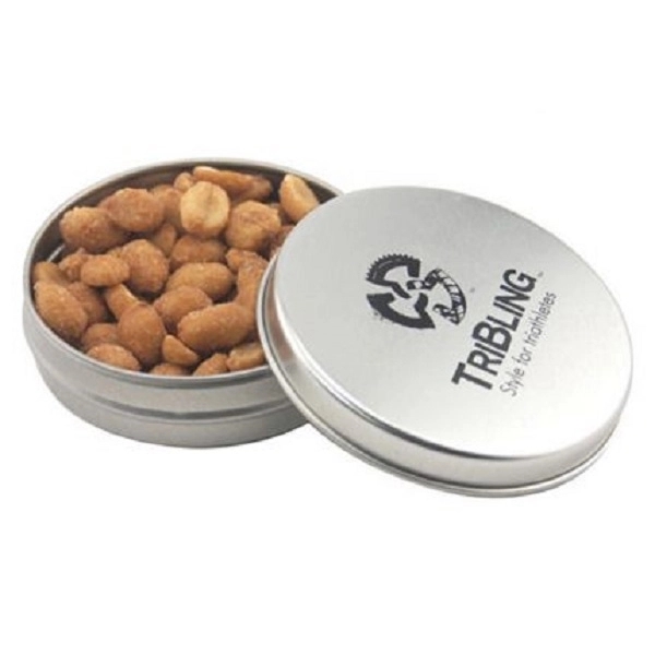 Silver color option for Round Tin With Honey Roasted Peanuts