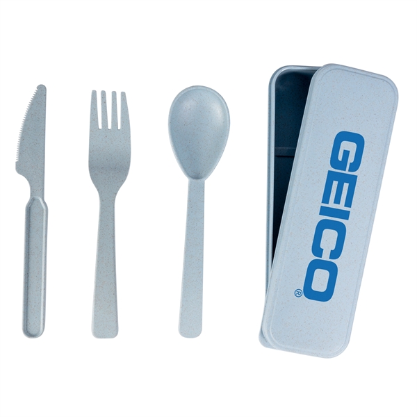 Blue color option for Wheat Straw Utensil Set