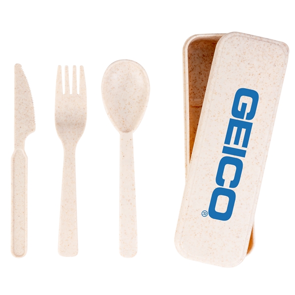Natural color option for Wheat Straw Utensil Set