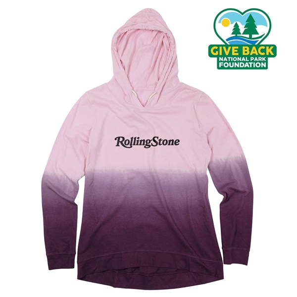 Pinkish-Velvet Wine color option for Ace Ladies Ombre Long Sleeve Hooded T Shirt