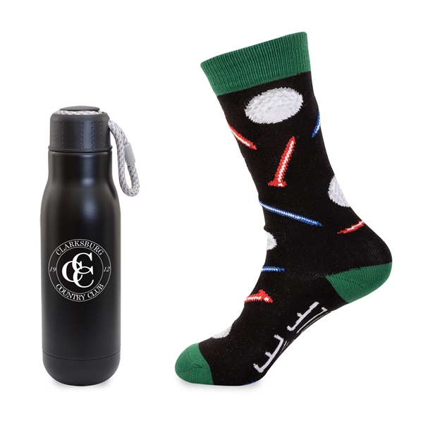 Black color option for Less Work, More Golf Gift Set   16oz Insulated Bottle & Sock