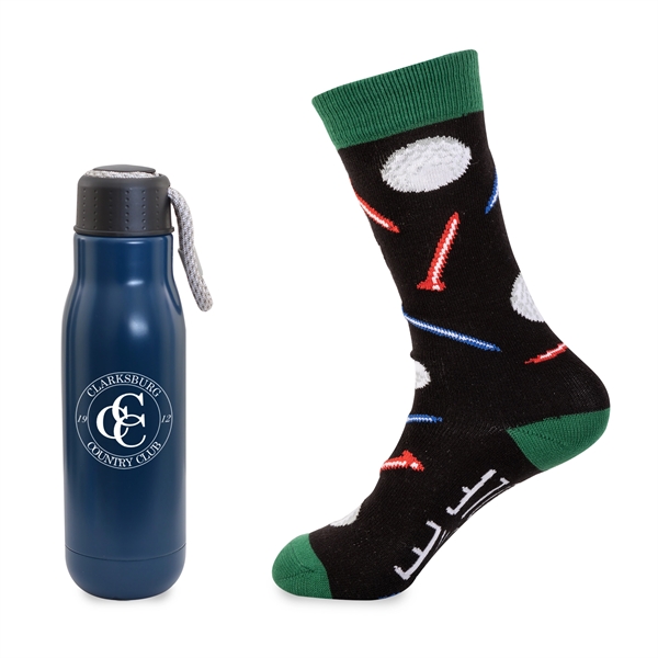 Navy Blue color option for Less Work, More Golf Gift Set   16oz Insulated Bottle & Sock