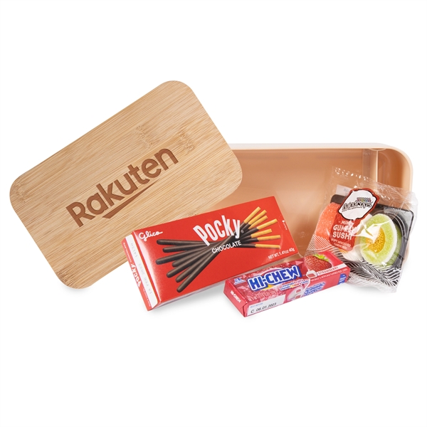 Natural color option for Bamboo Lid Bento Box Candy And Snacks Gift Set