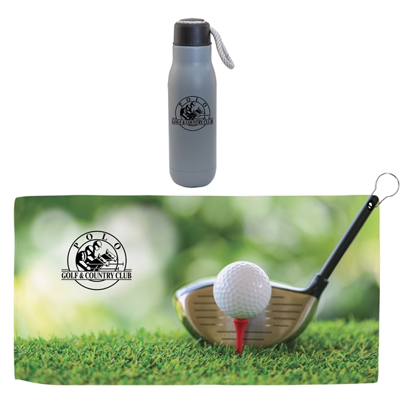 Matte Gray color option for Hole In One Insulated Vacuum Bottle & Golf Towel Gift Set