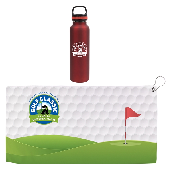 Red color option for Hole In One Insulated Vacuum Bottle & Golf Towel Gift Set