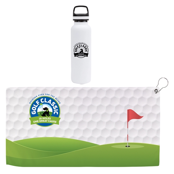 White color option for Hole In One Insulated Vacuum Bottle & Golf Towel Gift Set