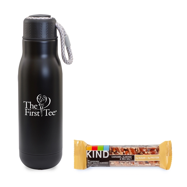 Matte Black color option for On The Go Sip N' Snack 16 Oz. Insulated Bottle W/Kind Bar