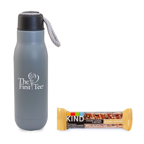 Matte Gray color option for On The Go Sip N' Snack 16 Oz. Insulated Bottle W/Kind Bar