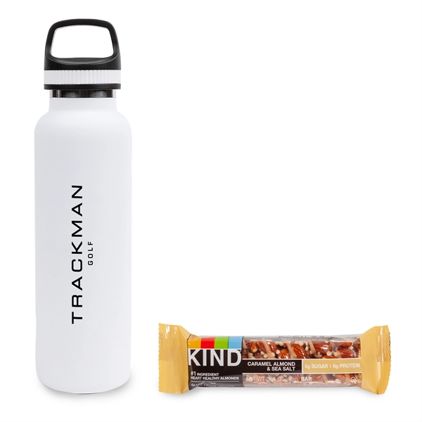 White color option for On The Go Sip N' Snack 20 Oz. Insulated Bottle W/Kind Bar