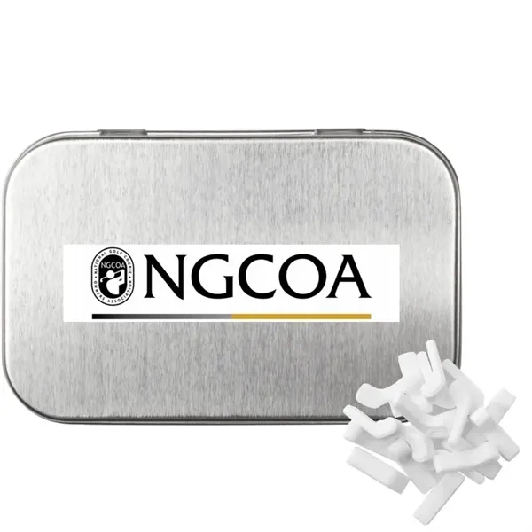 Silver color option for Rectangular Tin With Golf Club Shaped Mints