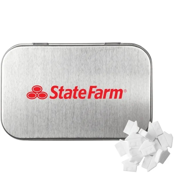 Silver color option for Rectangular Tin With House Shaped Mints
