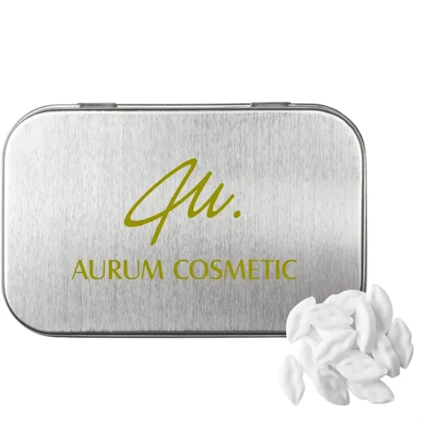 Silver color option for Rectangular Tin With Lip Shaped Mints