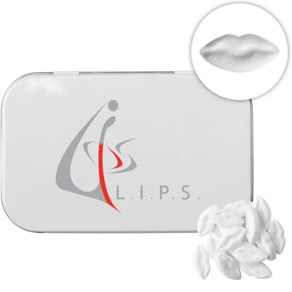 White color option for Rectangular Tin With Lip Shaped Mints