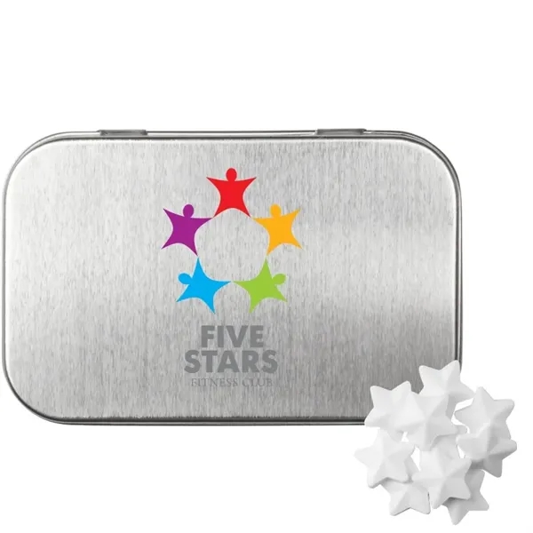 Silver color option for Rectangular Tin With Star Shaped Mints