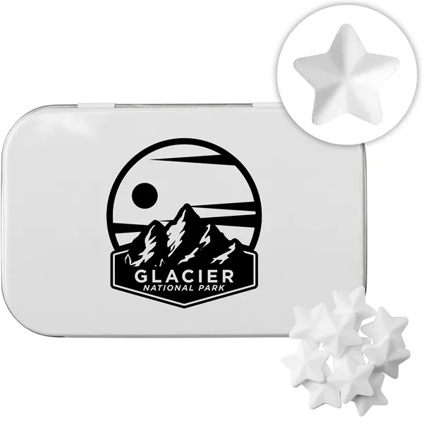White color option for Rectangular Tin With Star Shaped Mints