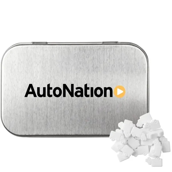Silver color option for Rectangular Tin With Truck Shaped Mints