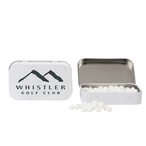 White color option for Rectangular Tin With Golf Ball Shaped Mints