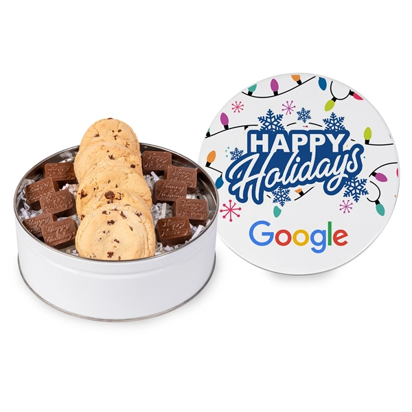 White color option for Molded Chocolate And Chocolate Chip Cookie Tin I