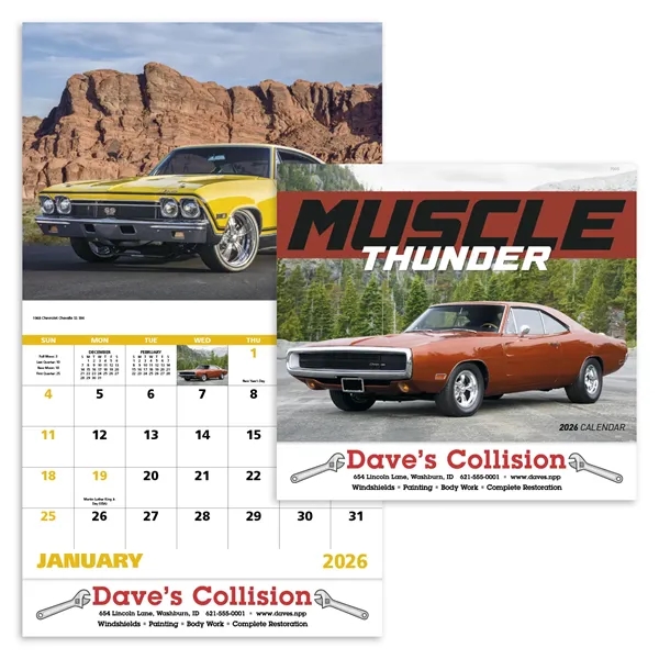 White color option for Muscle Thunder Stapled Calendar
