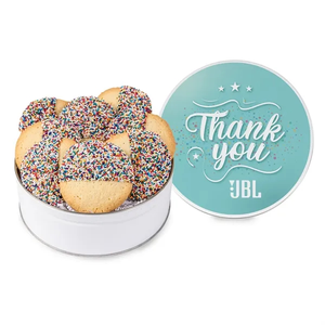 Photo of Chocolate Dipped Round Cookie In Gift Tin