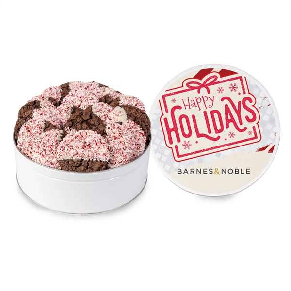 White color option for Crushed Peppermint Chocolate French Sable Cookie In Gift Tin