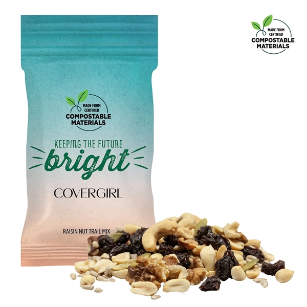 White color option for 1oz. Eco Digibag, Compostable & Full Color, Raisin Nut Mix