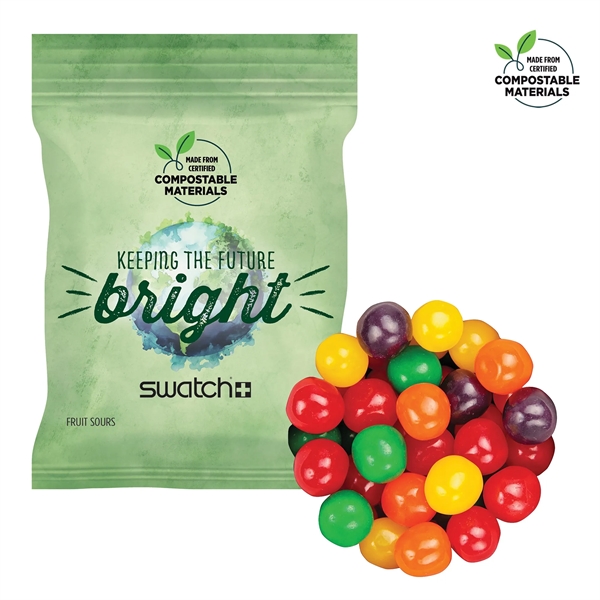 White color option for 2oz Eco Digibag, Compostable&Full Color,Assorted Fruit Sours