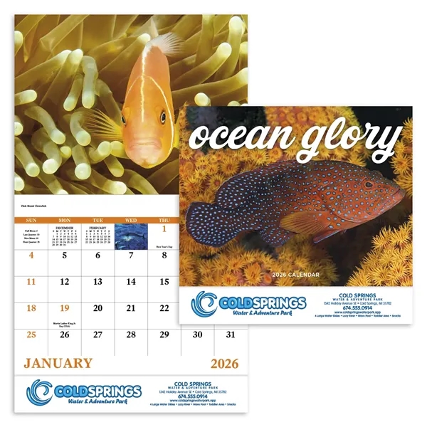 White color option for Ocean Glory Stapled Calendar