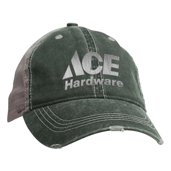 Military Green color option for Ace Usa Distressed Pigment Trucker Cap