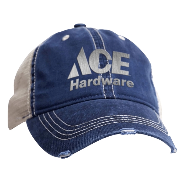 Navy color option for Ace Usa Distressed Pigment Trucker Cap
