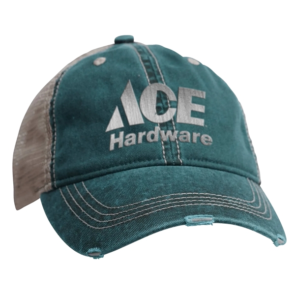 Teal color option for Ace Usa Distressed Pigment Trucker Cap