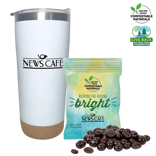White color option for Double Wall Tumbler Compostable Bag Dark Choc Espresso Beans