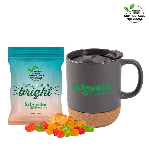 Matte Gray color option for Cork Bottom Mug With Compostable Bag Of Gummy Bears