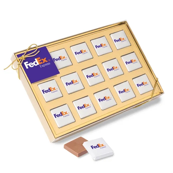 White color option for Fifteen Piece Chocolate Foiled Square Box Full Color