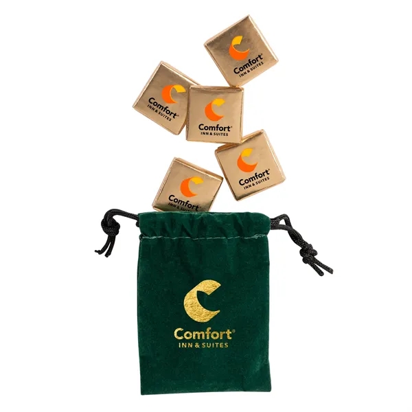 Green color option for Velour Pouches With Chocolate Squares Full Color