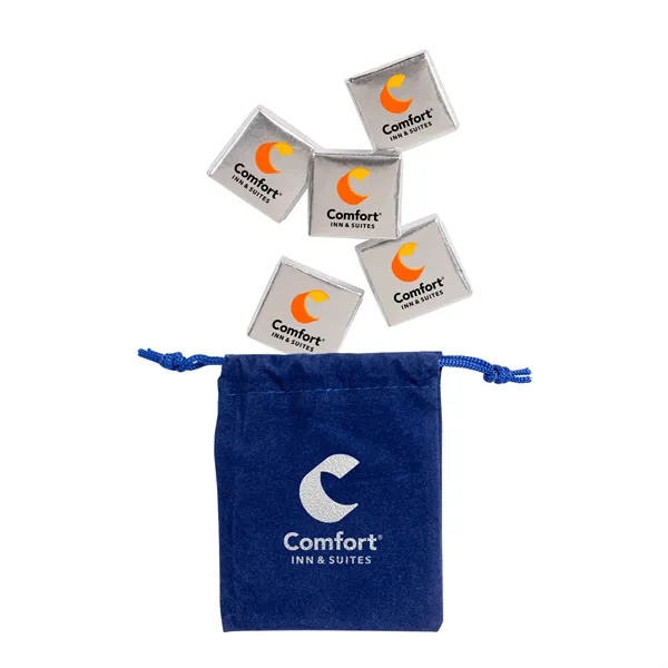 Navy Blue color option for Velour Pouches With Chocolate Squares Full Color