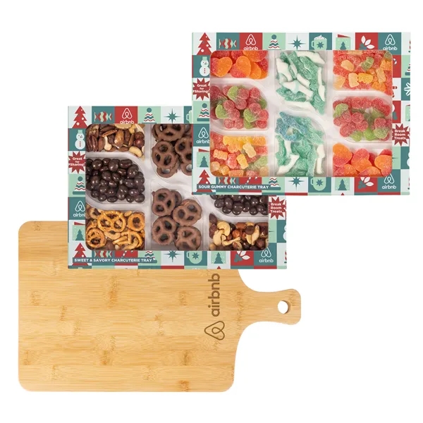 Natural color option for Sour Gummy & Sweet & Savory Charcuterie Trays W/Bamboo Board