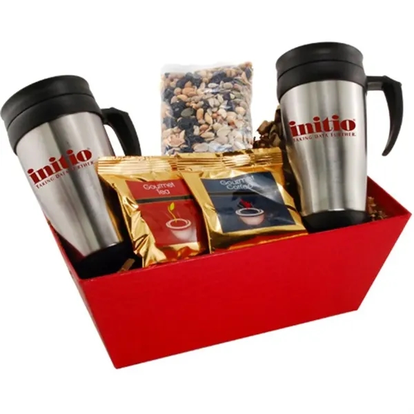 Red color option for Tray W/ Mugs And Trail Mix