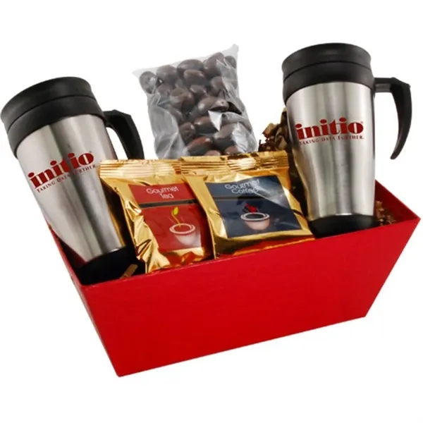 Red color option for Tray W/ Mugs And Chocolate Covered Almonds