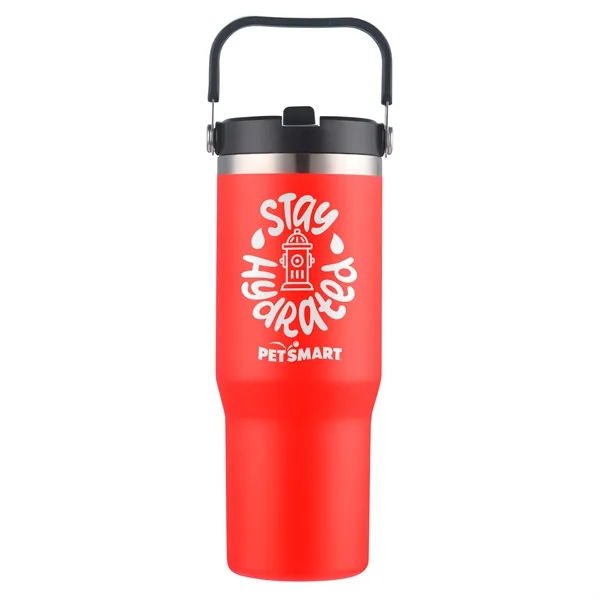 Red color option for 30 Oz. Vacuum Travel Mug With Carrier Handle