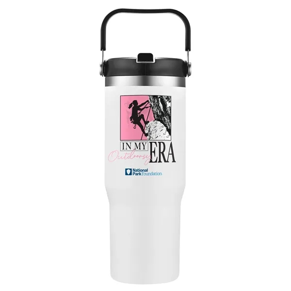 White color option for 30 Oz. Vacuum Travel Mug With Carrier Handle