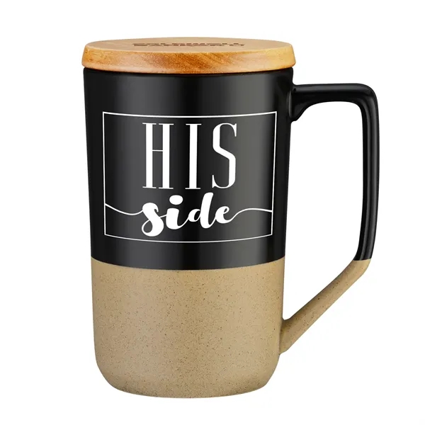 Black color option for 15 Oz. Two Tone Ceramic Mug With Wood Lid