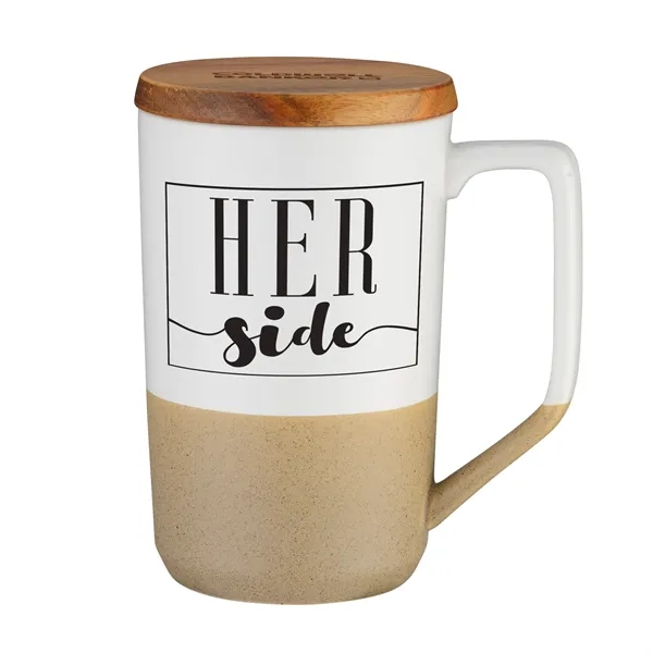 White color option for 15 Oz. Two Tone Ceramic Mug With Wood Lid