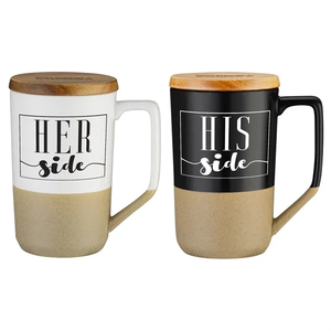 Photo of 15 Oz. Two Tone Ceramic Mug With Wood Lid
